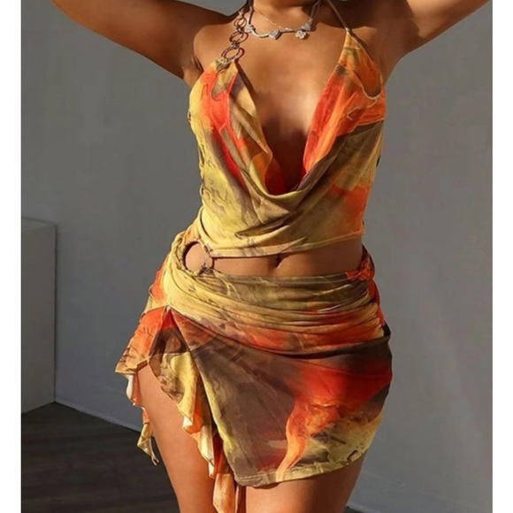 Vibrant Halter Wrap Dress - Picture 1 of 4